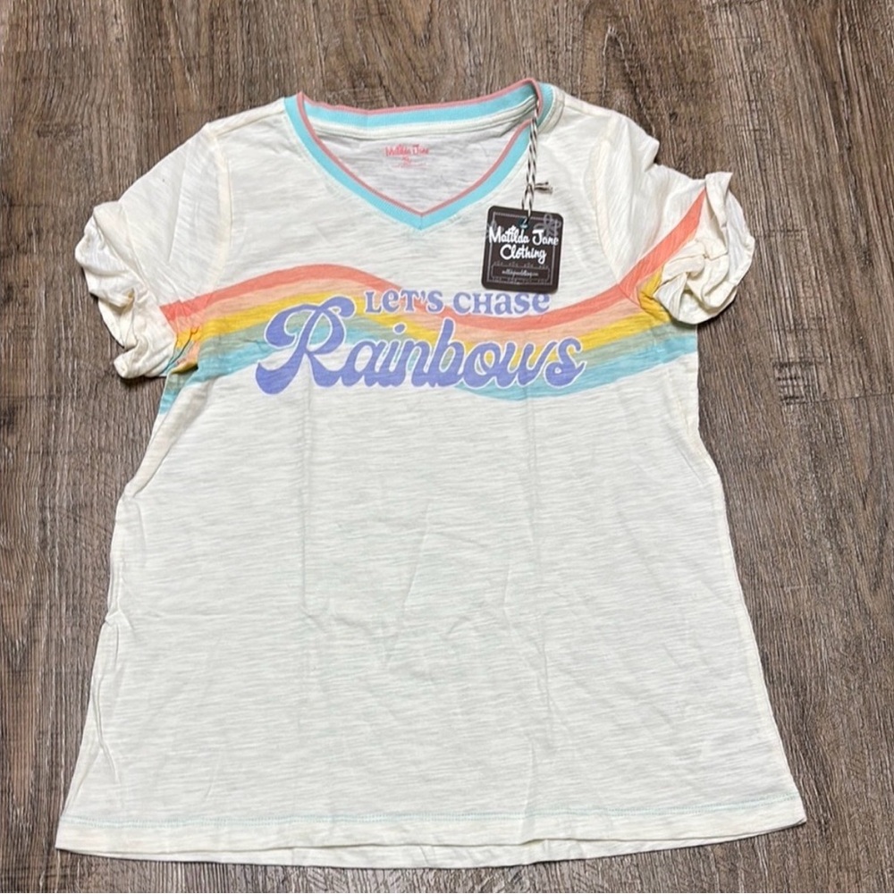 Matilds Jane Cream "Let's Chase Rainbows" Graphic Tee - Kids